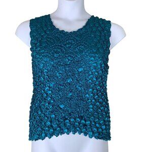 Radiance Crinkle Shirt One Size Blue Fitted Stretch Silk Satin 90s Y2K Style